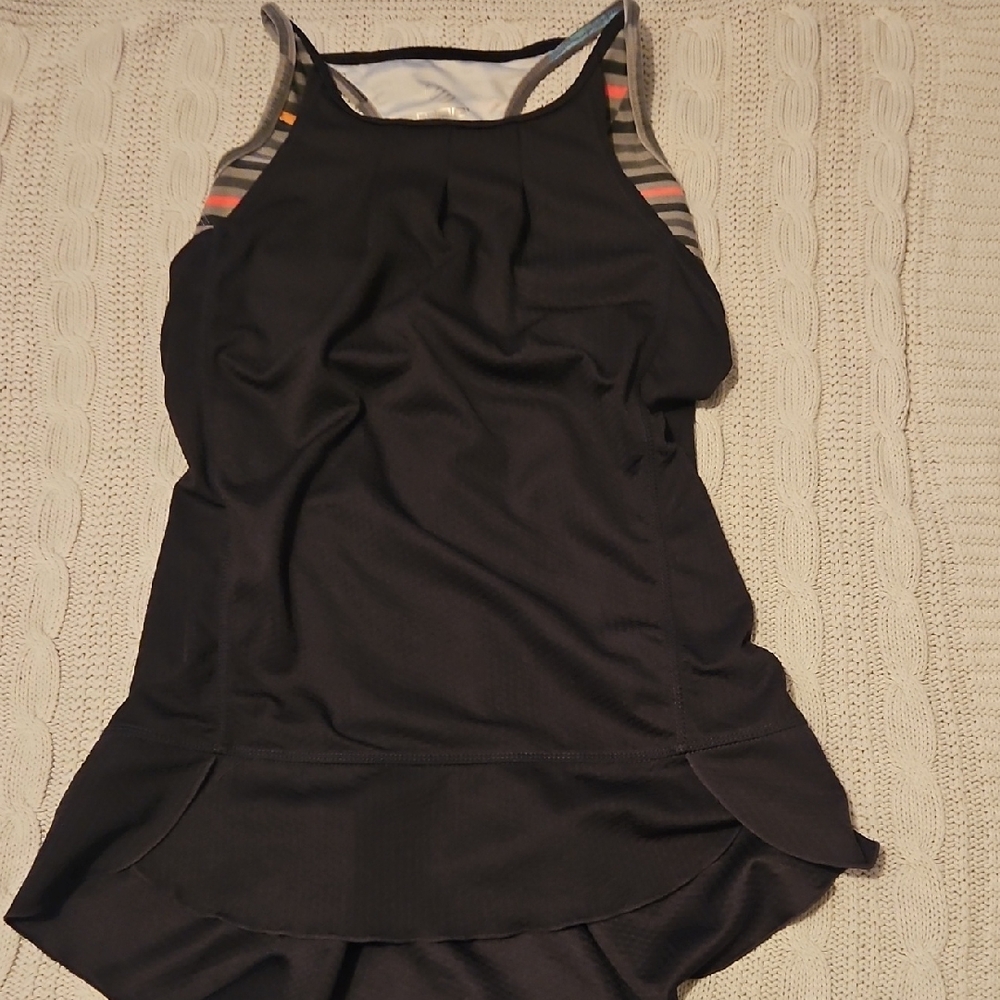 MPG Small Black Athletic Racerback Tank with Built In Sports Bra